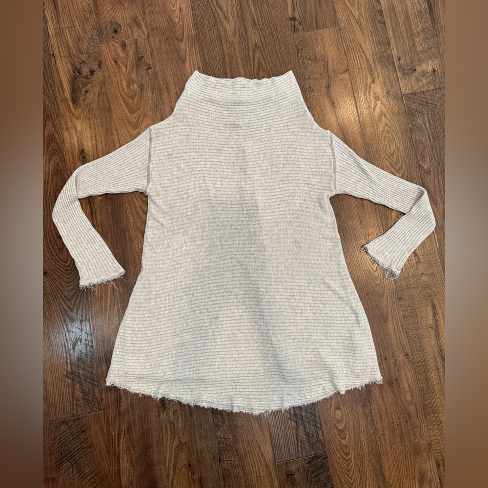 Free People WE THE FREE Grey Ribbed Long Sleeve Tunic (M)